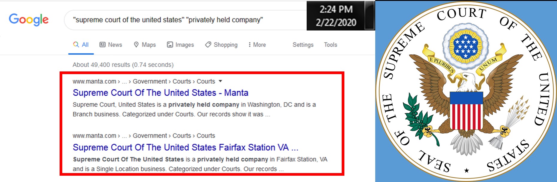 SCOTUS Privately Held Company